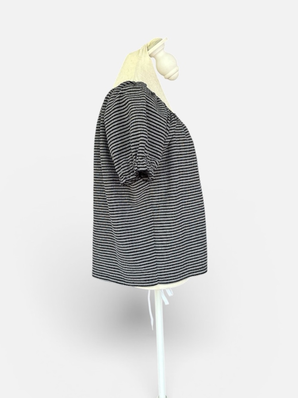 Madewell Texture & Thread Striped Peasant Top in Navy & White Sz M - Picture 4 of 10